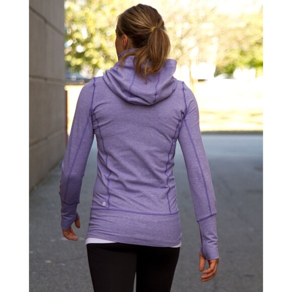 Lululemon Stride Hoodie Front Zip Heathered Purple Active Jacket Size 4 Cuffins - Picture 8 of 12